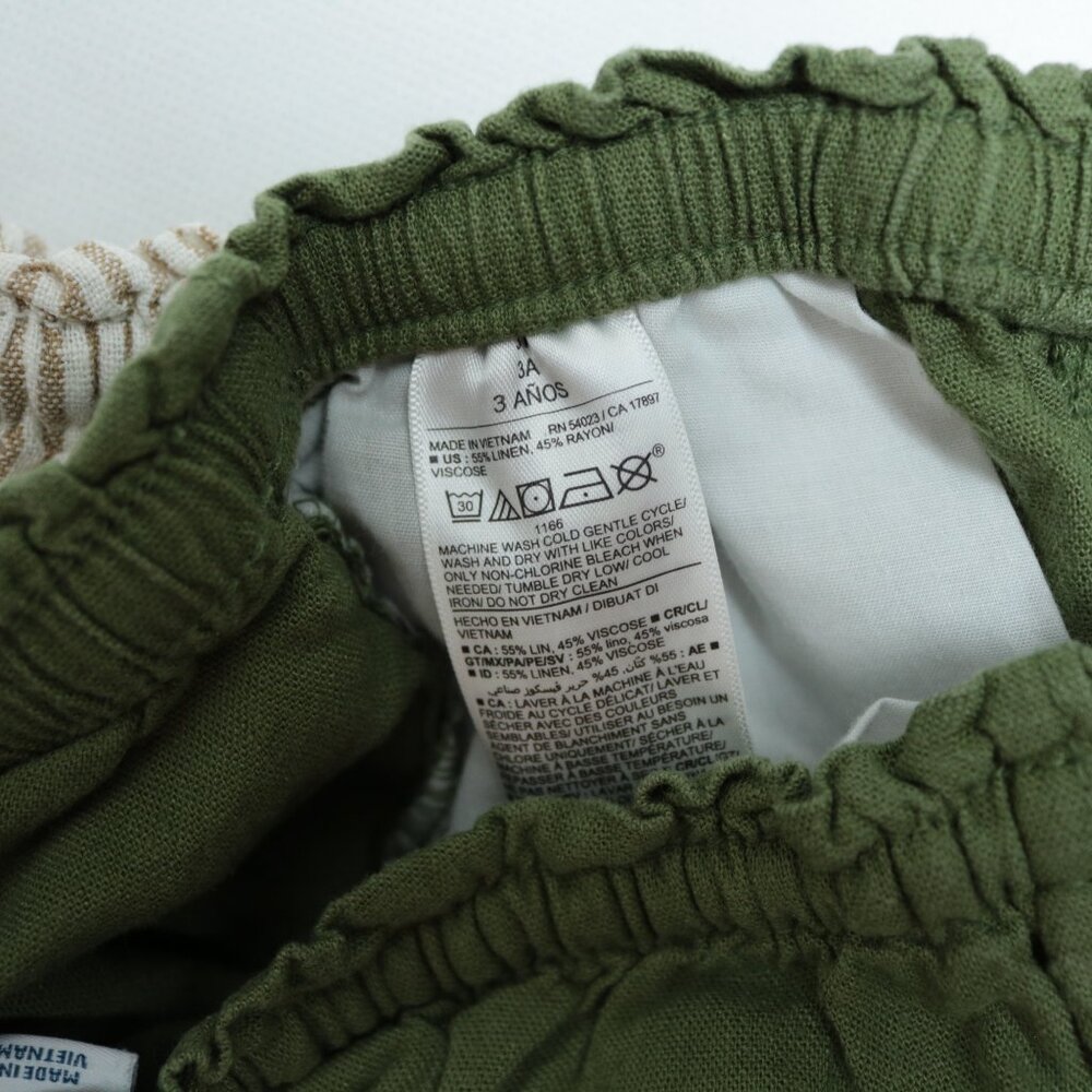 Old Navy Toddler Girls Olive Striped Linen Shorts Set Size 3T - Picture 7 of 7